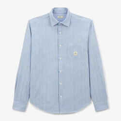 Chemise manches longues en coton Oxford à rayures bleu ciel Charles Play