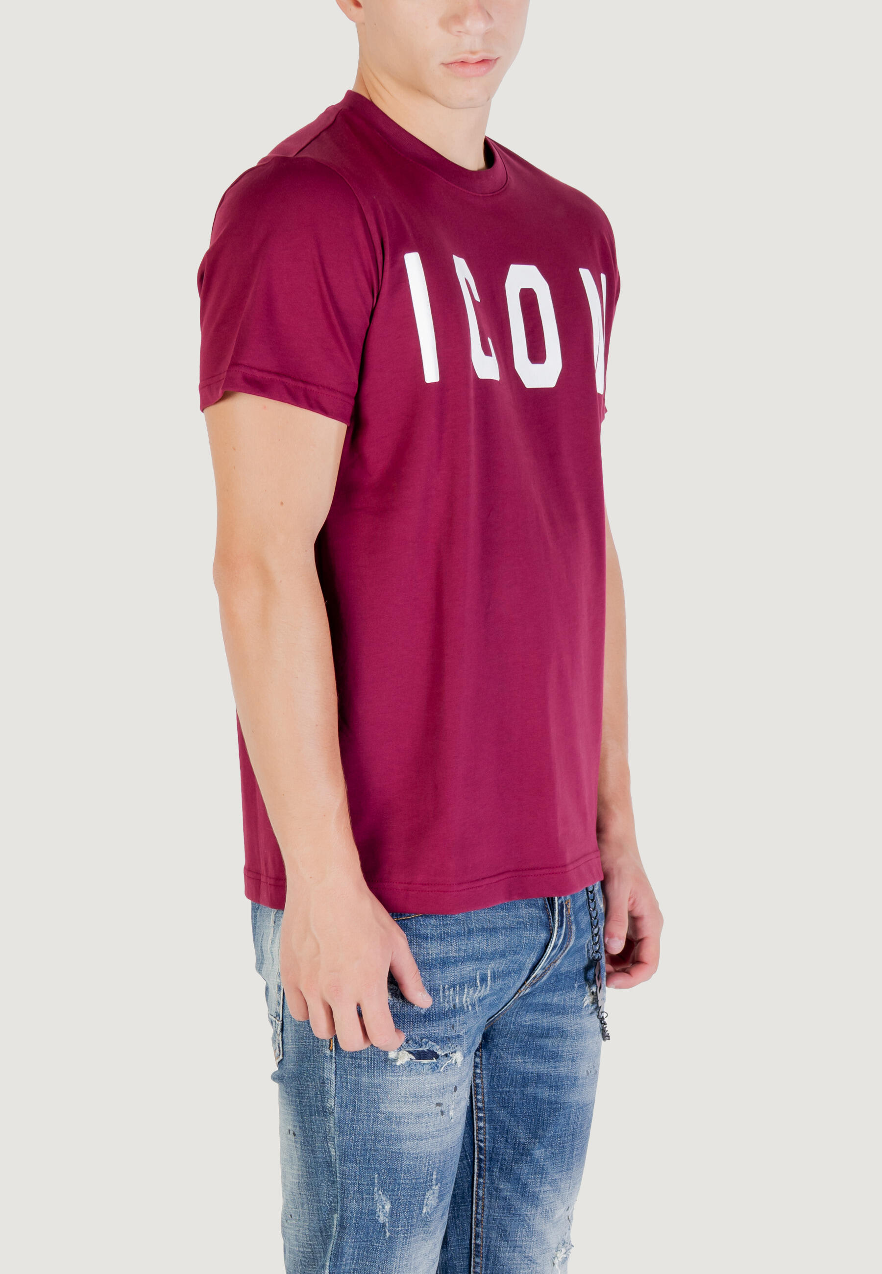 t-shirt crop top  HOMME bordeaux 3/4