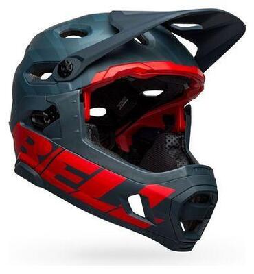 Bell super dh sferische mips helm met afneembare kinriem blauw / crimson rood 20