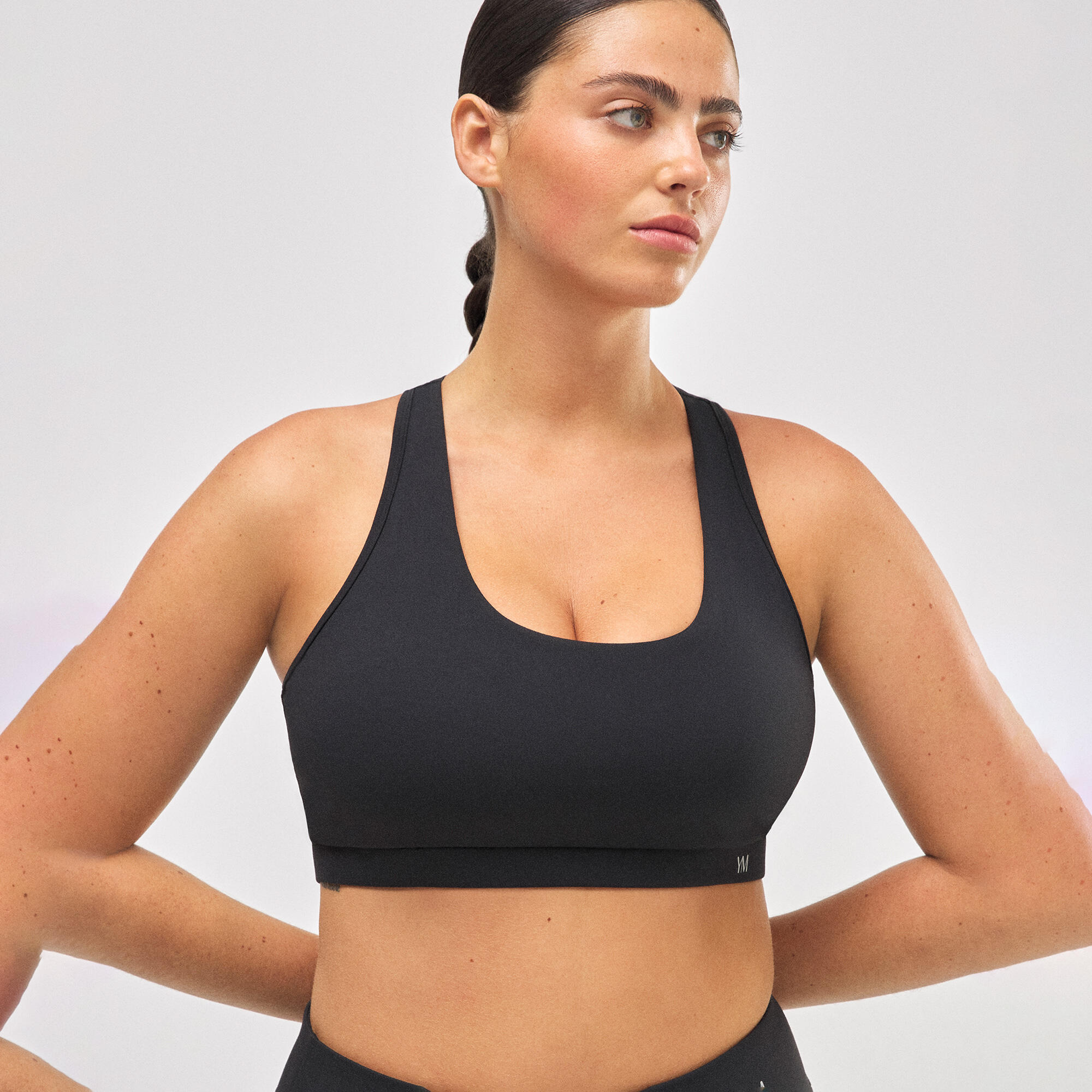 Soutien-gorge de sport color block en coton noir 4/6