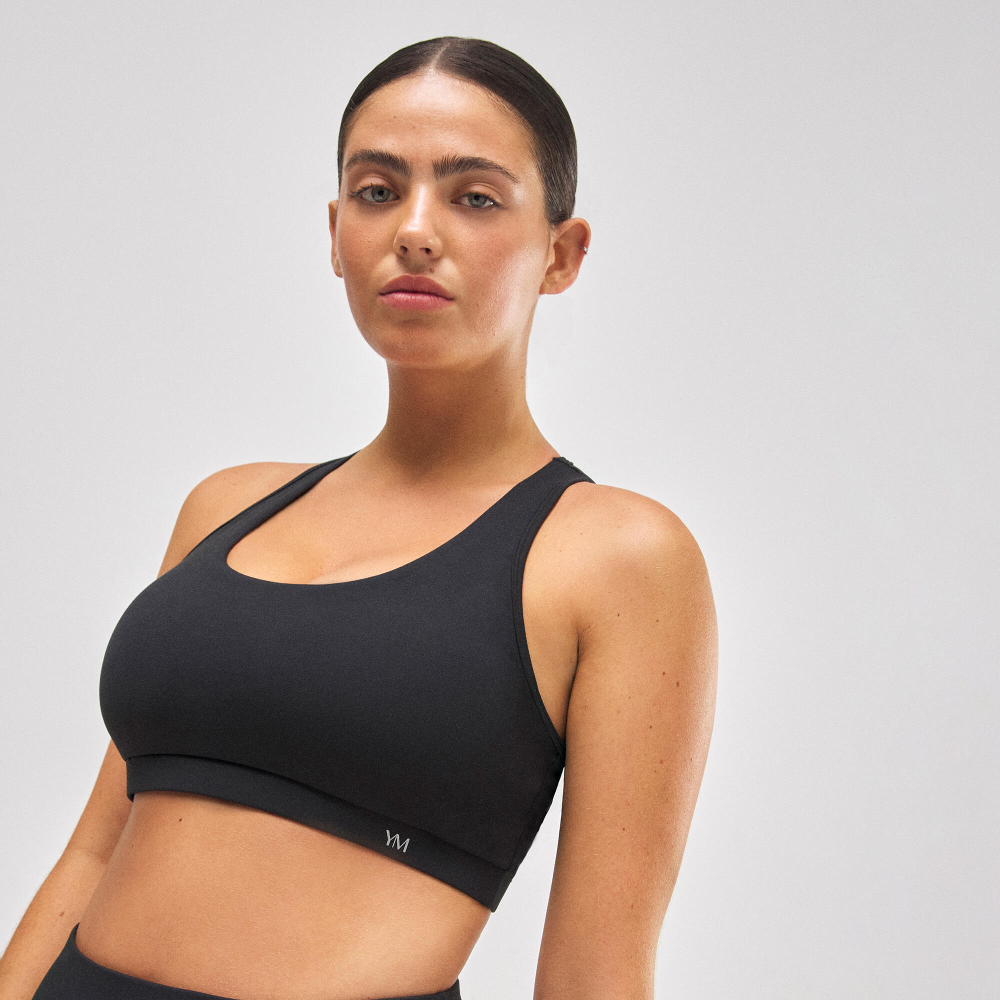 Soutien-gorge de sport color block en coton noir 6/6