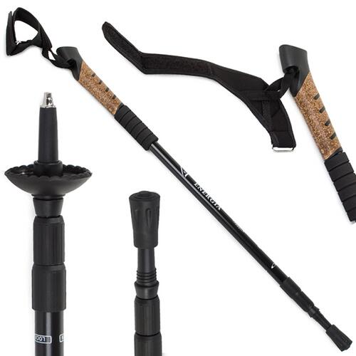 Zestaw kijków trekkingowych 2 szt., 3 różne końcówki, 64-135 cm, czarny 2/6