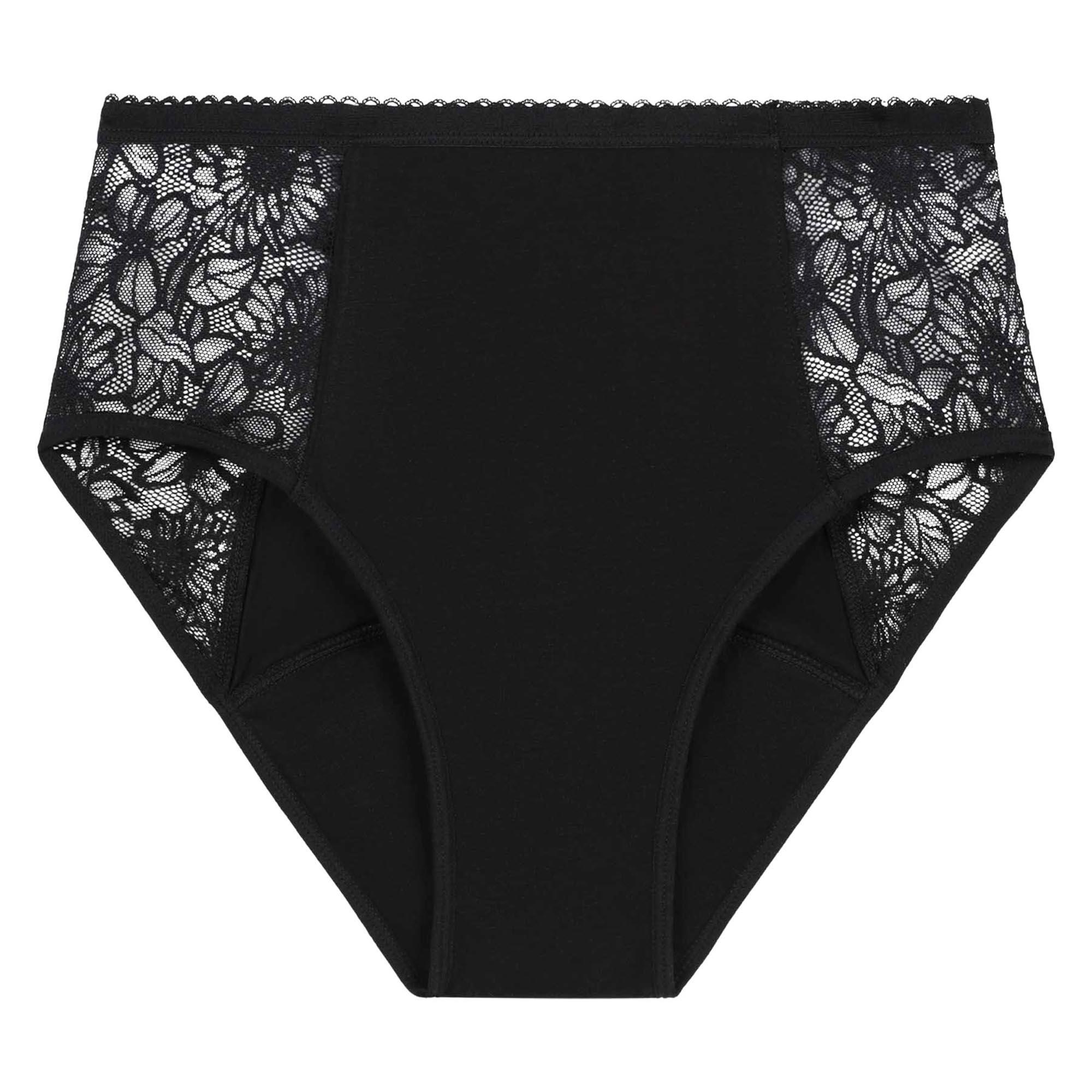 Culotte menstruelle haute, coton bio et dentelle florale Protect 3/3