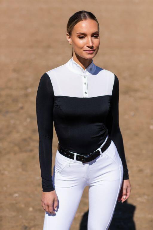 Dames wedstrijdpolo met lange mouwen Equestrian Stockholm 2/5
