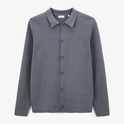 Cardigan col polo gris chiné Messi