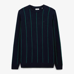 Pull à rayures en coton et laine bleu marine Milo