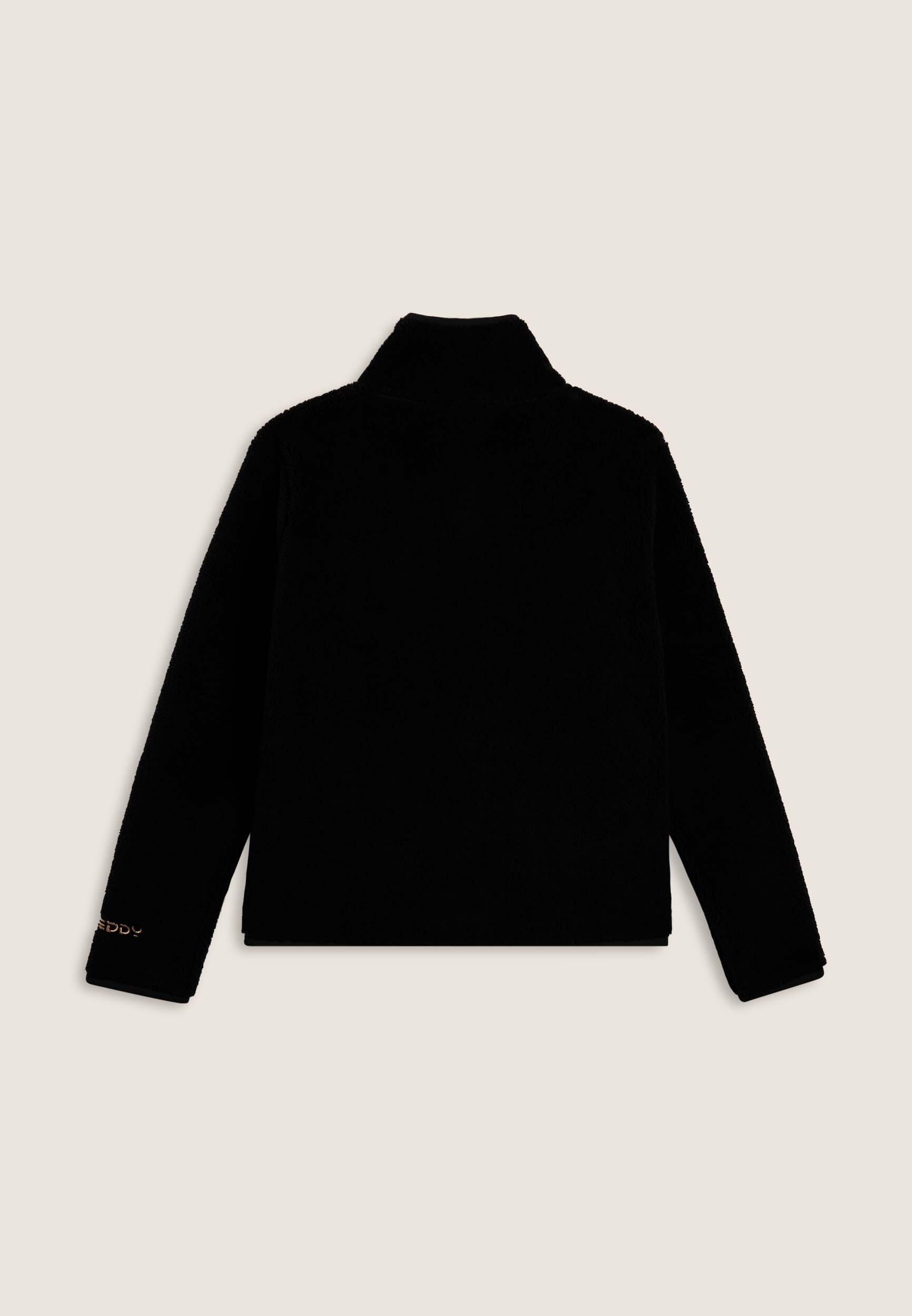 Giacca da donna in pile sherpa con collo alto e zip 2/3