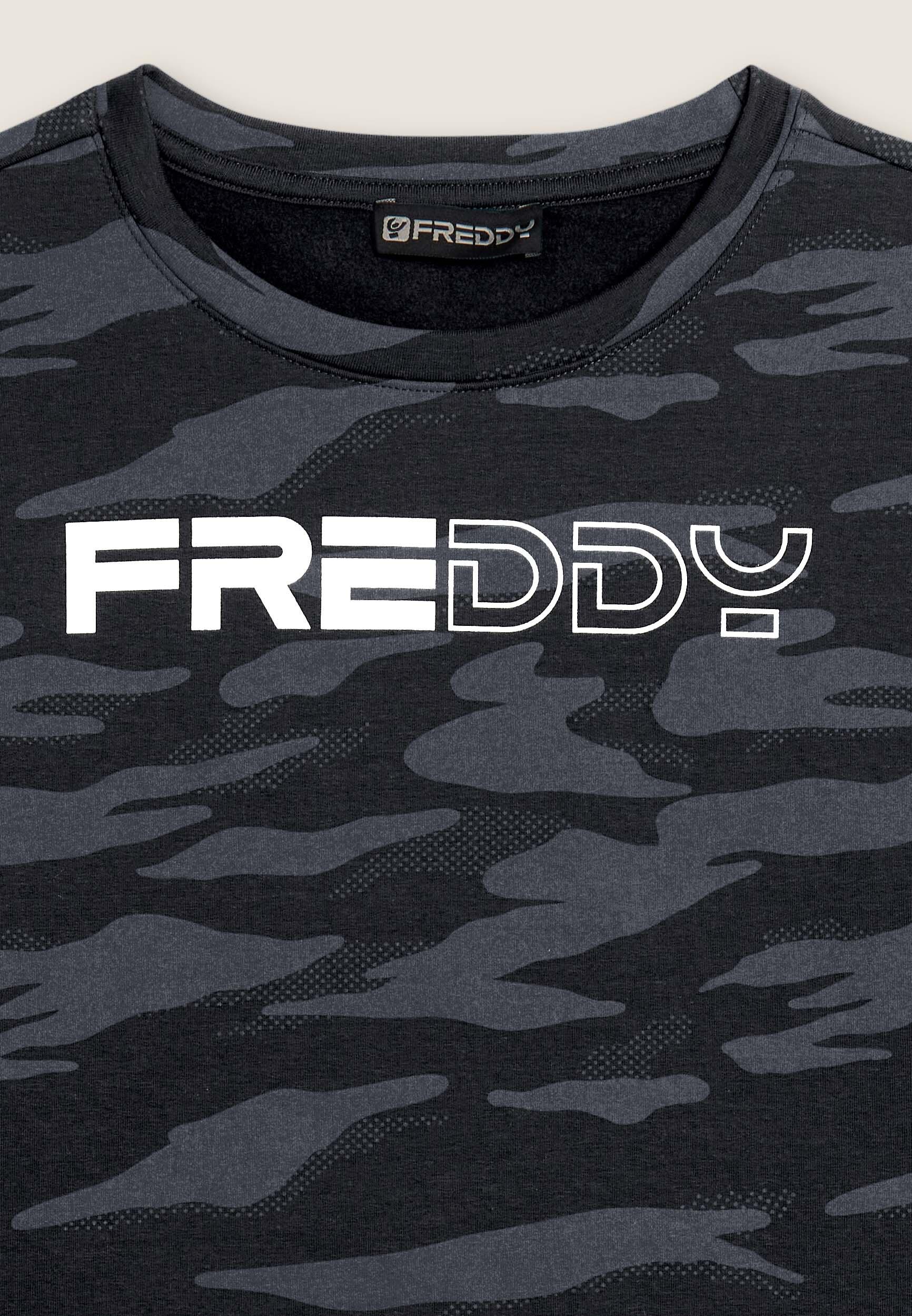 Felpa cropped con logo perlato e fantasia camouflage 3/3