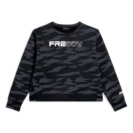 Sweat-shirt court avec logo perlé et imprimé camouflage