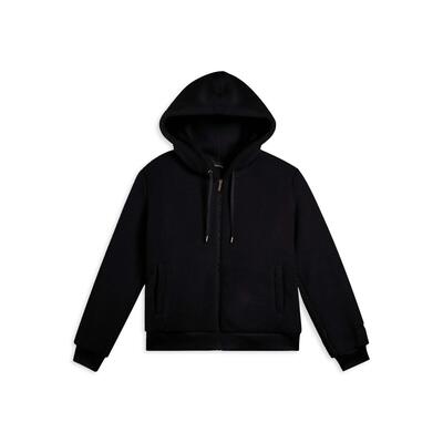 Giacca da donna in pile sherpa con cappuccio e zip