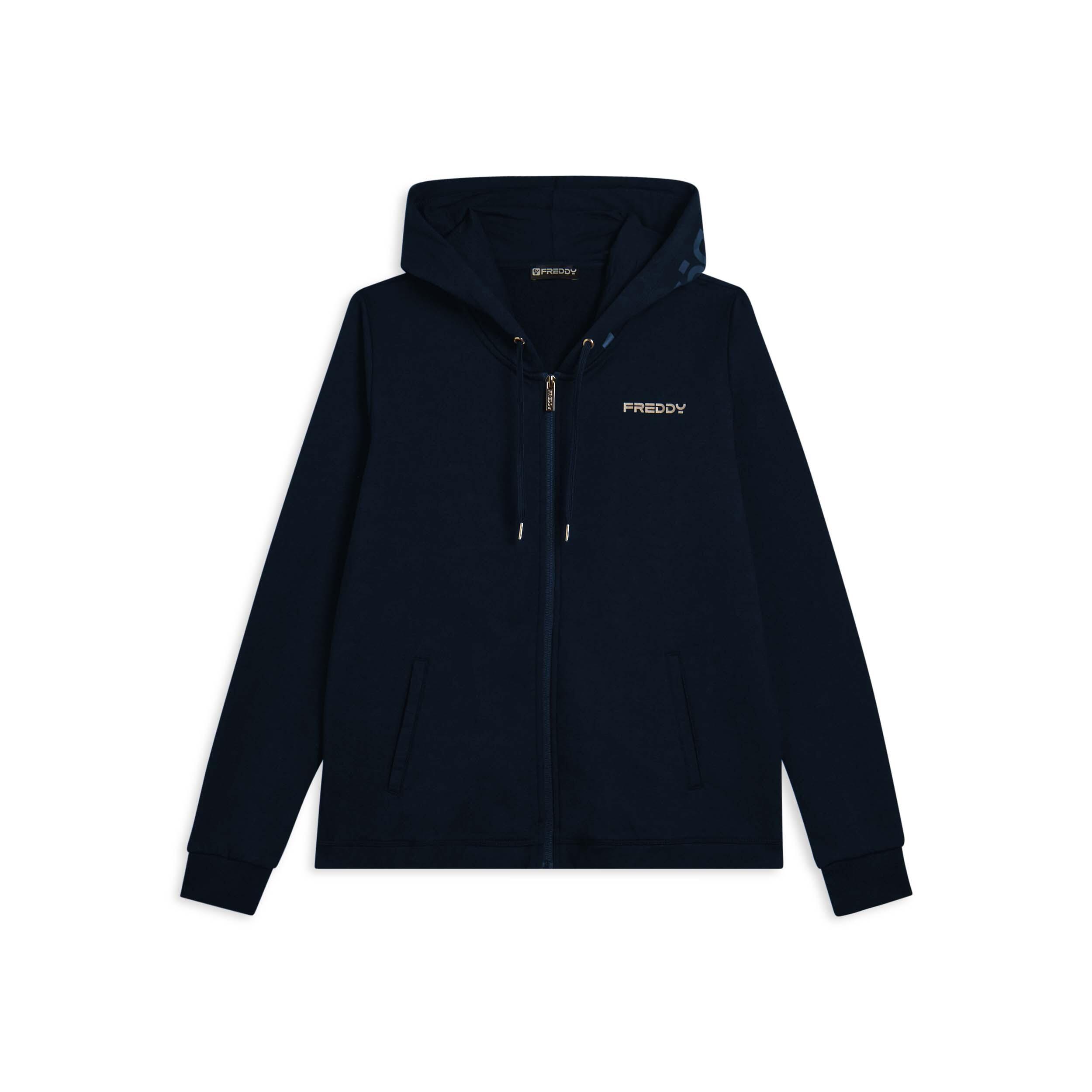 Freddy - Sweat-shirt Pour Femmes À Capuche, Fermeture À Glissière Et Bord Arrondi - Sweat Zippé - Bleu - Decathlon