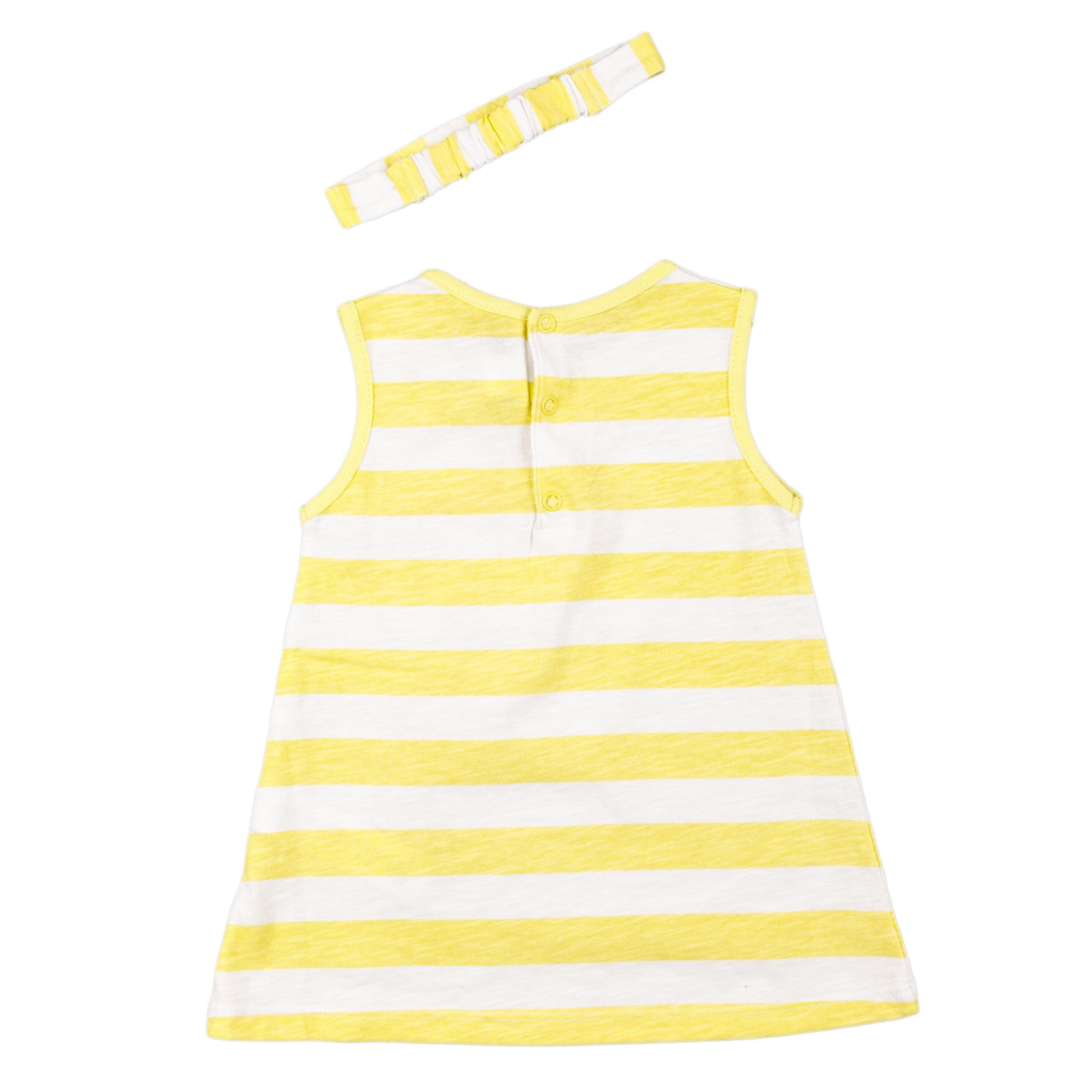 Vestido de bebê listrado amarelo 2/4