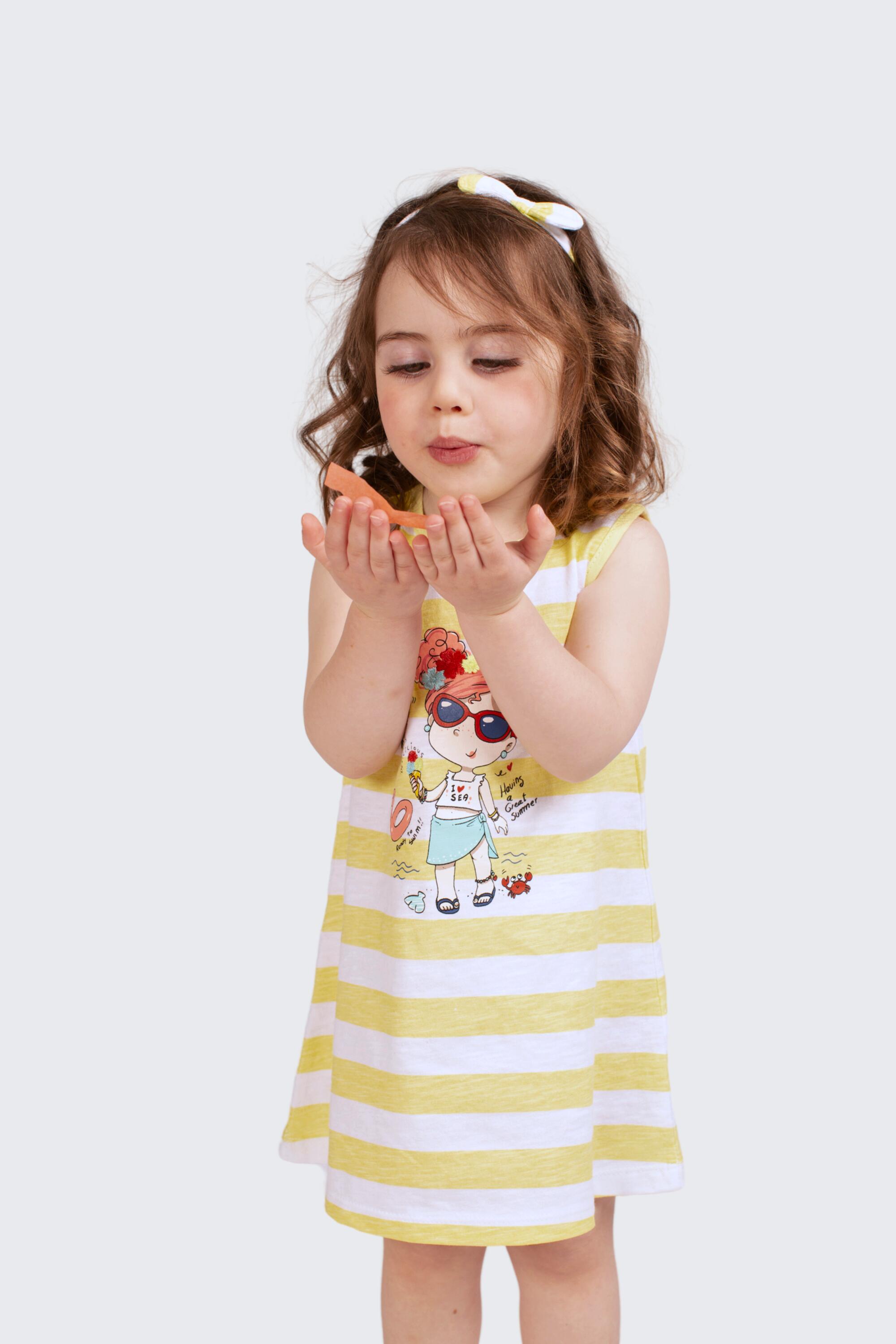 Vestido de bebê listrado amarelo 4/4