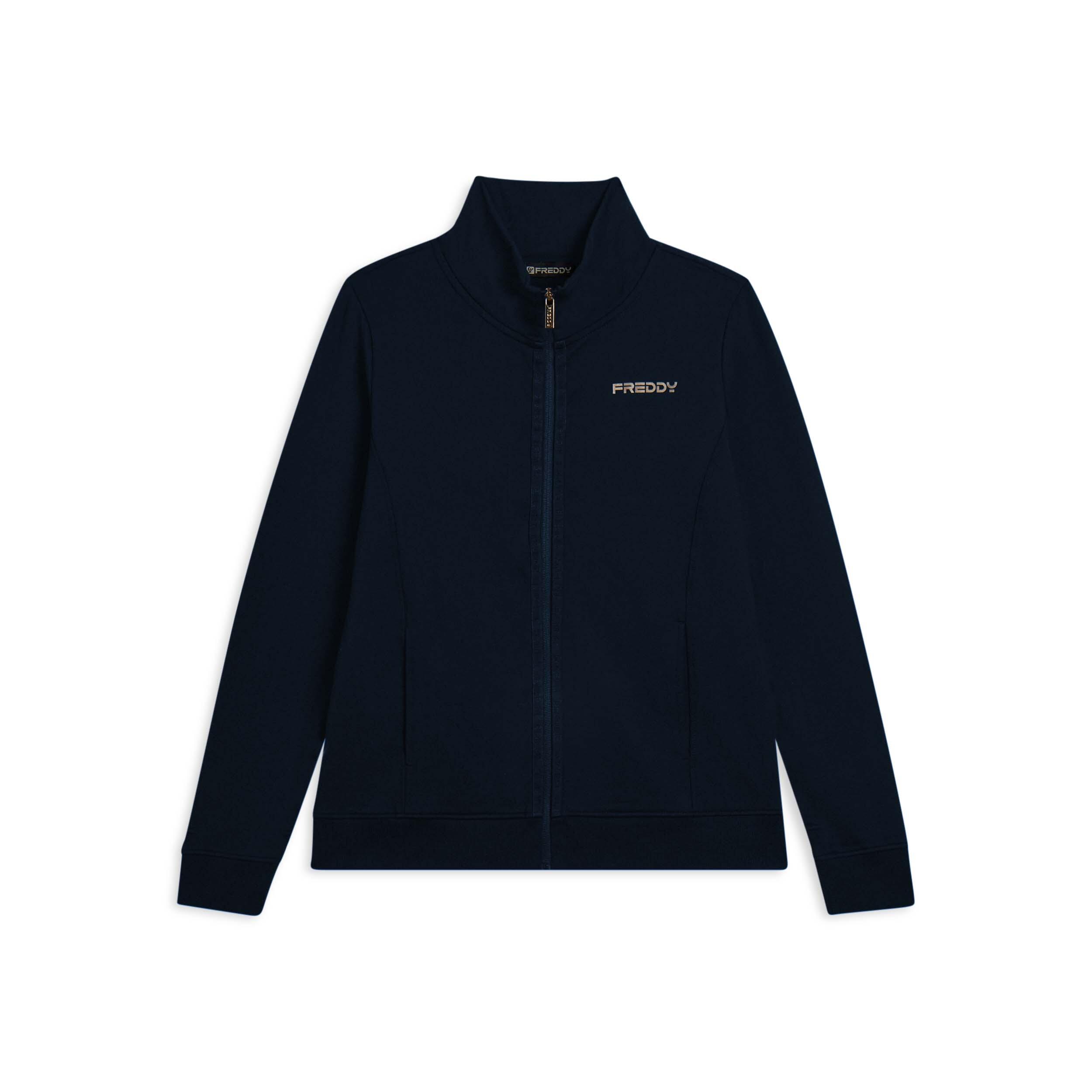 Freddy - Sweat-shirt Pour Femmes Zippé Avec Col Montant Et Logo Minimal - Sweat Zippé - Bleu - Decathlon