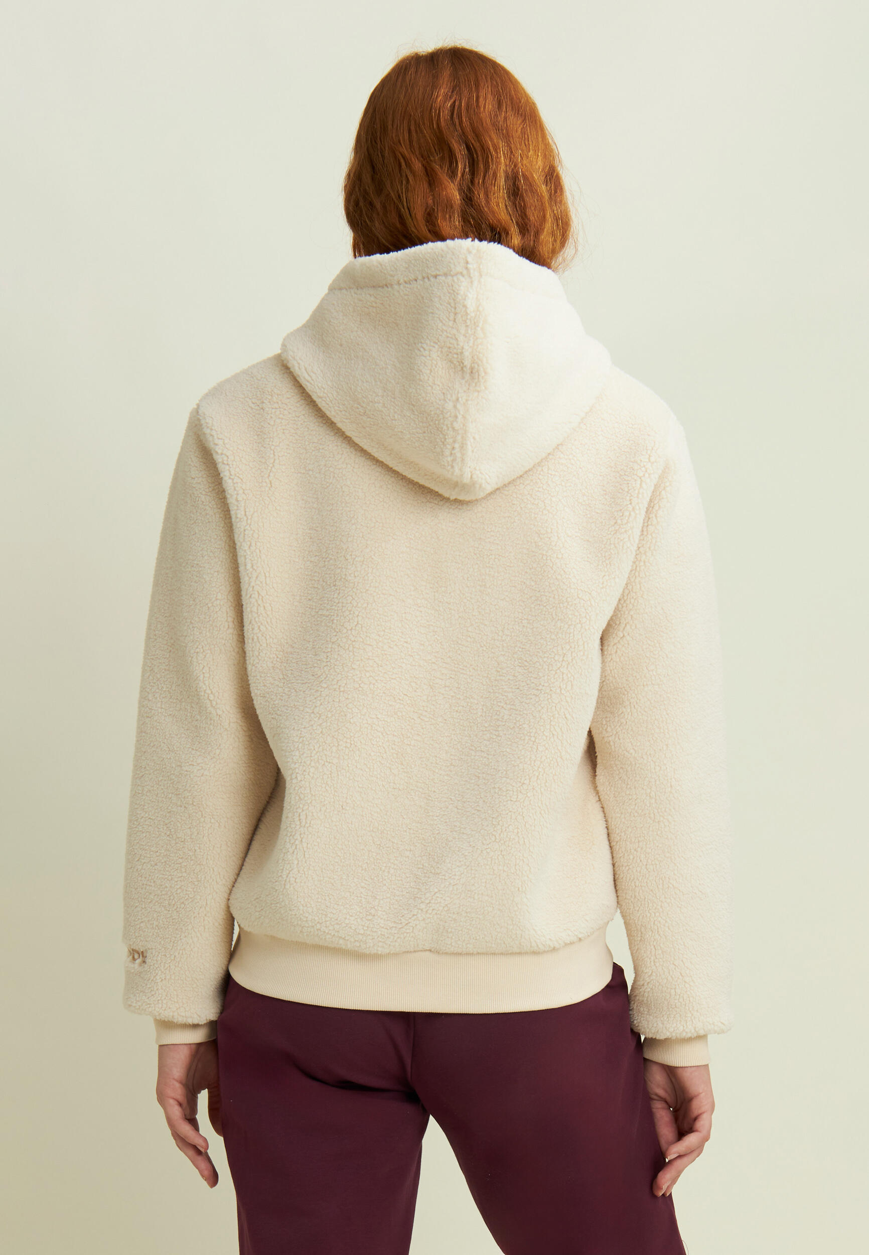 Giacca da donna in pile sherpa con cappuccio e zip 3/5