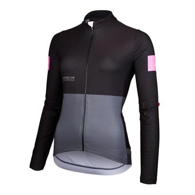 Dames fulzip jersey sporty - p-rush rider w - zwart - 3 zakken - fiets