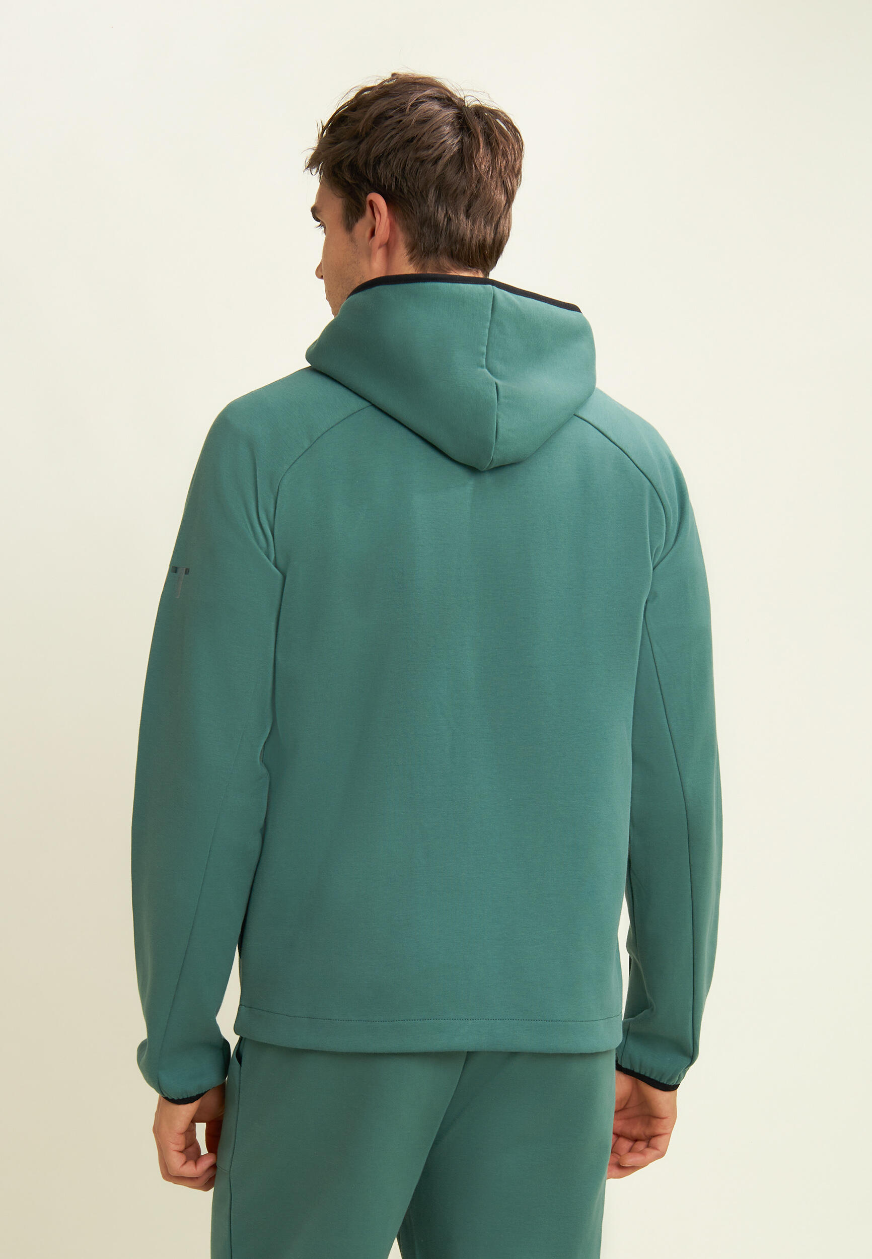 Sweat-shirt à fermeture à glissière avec capuche et bords en jacquard 3/5