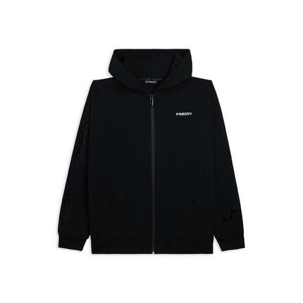 Sweat-shirt entièrement zippé avec capuche en jersey et poches kangourou