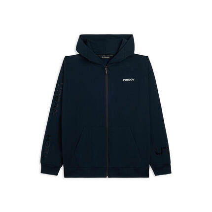 Sweat-shirt entièrement zippé avec capuche en jersey et poches kangourou