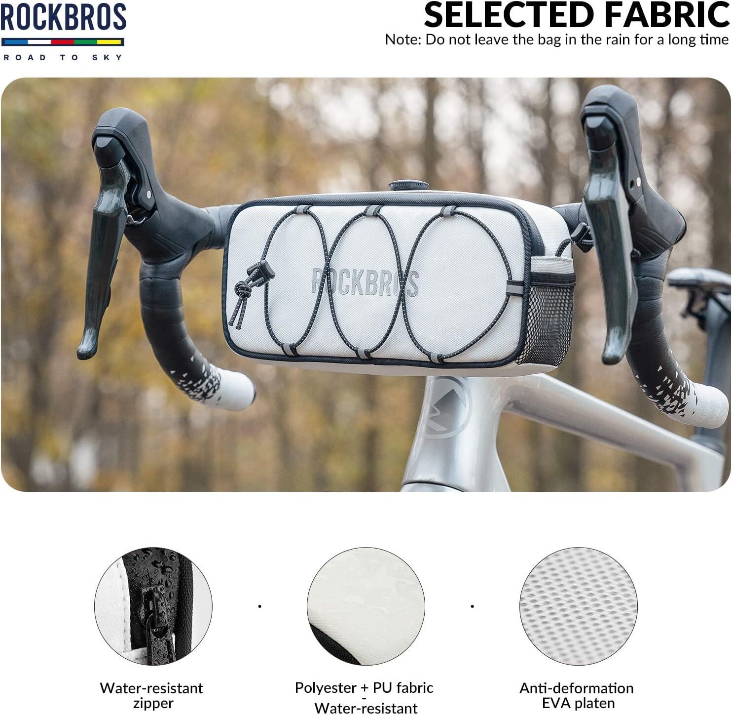 ROCKBROS Sacoche Guidon Vélo 1.9L Étanche Réfléchissant Gravel Route VTT Blanc 2/6