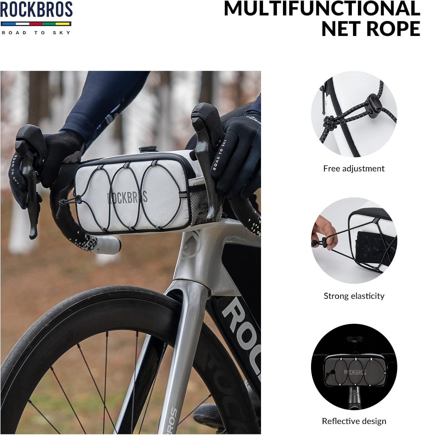 ROCKBROS Sacoche Guidon Vélo 1.9L Étanche Réfléchissant Gravel Route VTT Blanc 5/6