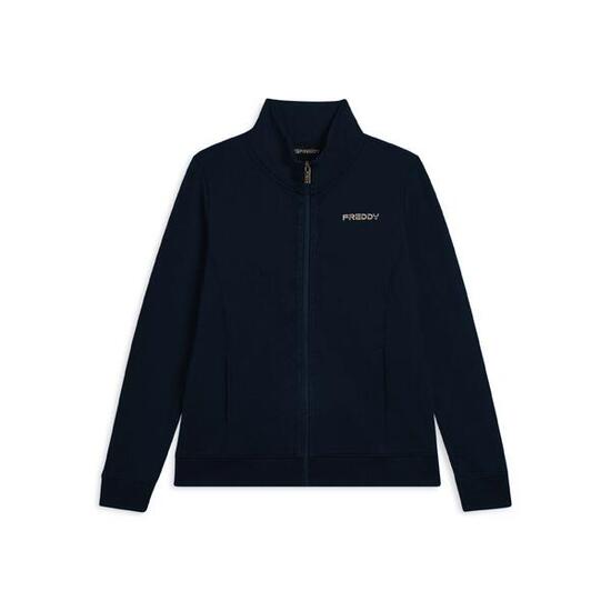 Felpa da donna zip e collo alto con logo minimal