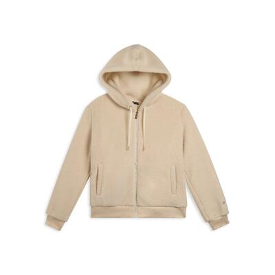Giacca da donna in pile sherpa con cappuccio e zip
