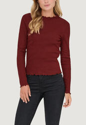 t-shirt manches longues Onlemma Life Ls Glitter Top Jrs Noos FEMME brique