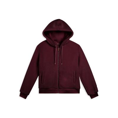 Giacca da donna in pile sherpa con cappuccio e zip