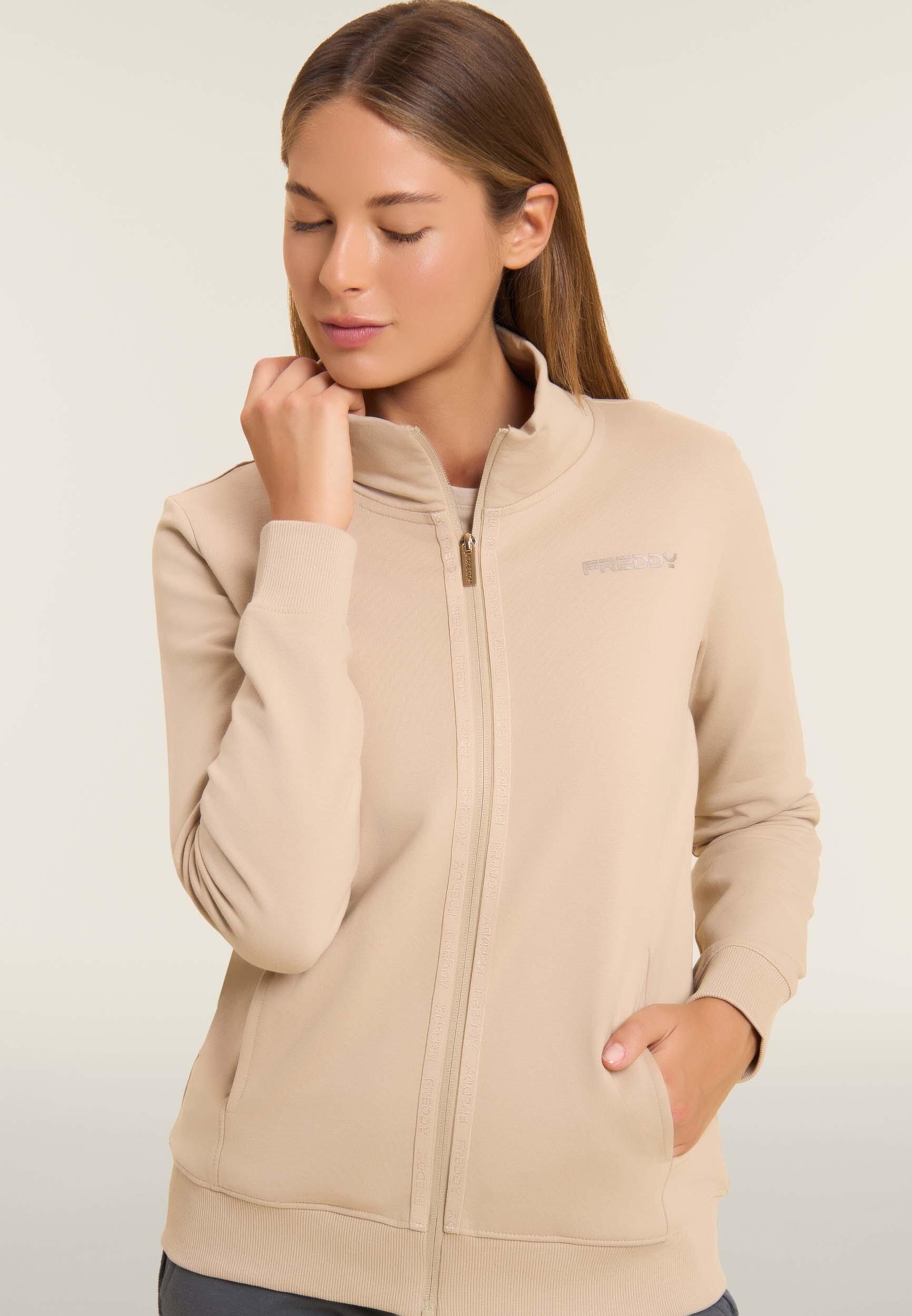 Sudadera para mujer con cremallera, cuello alto y logotipo minimalista 4/4