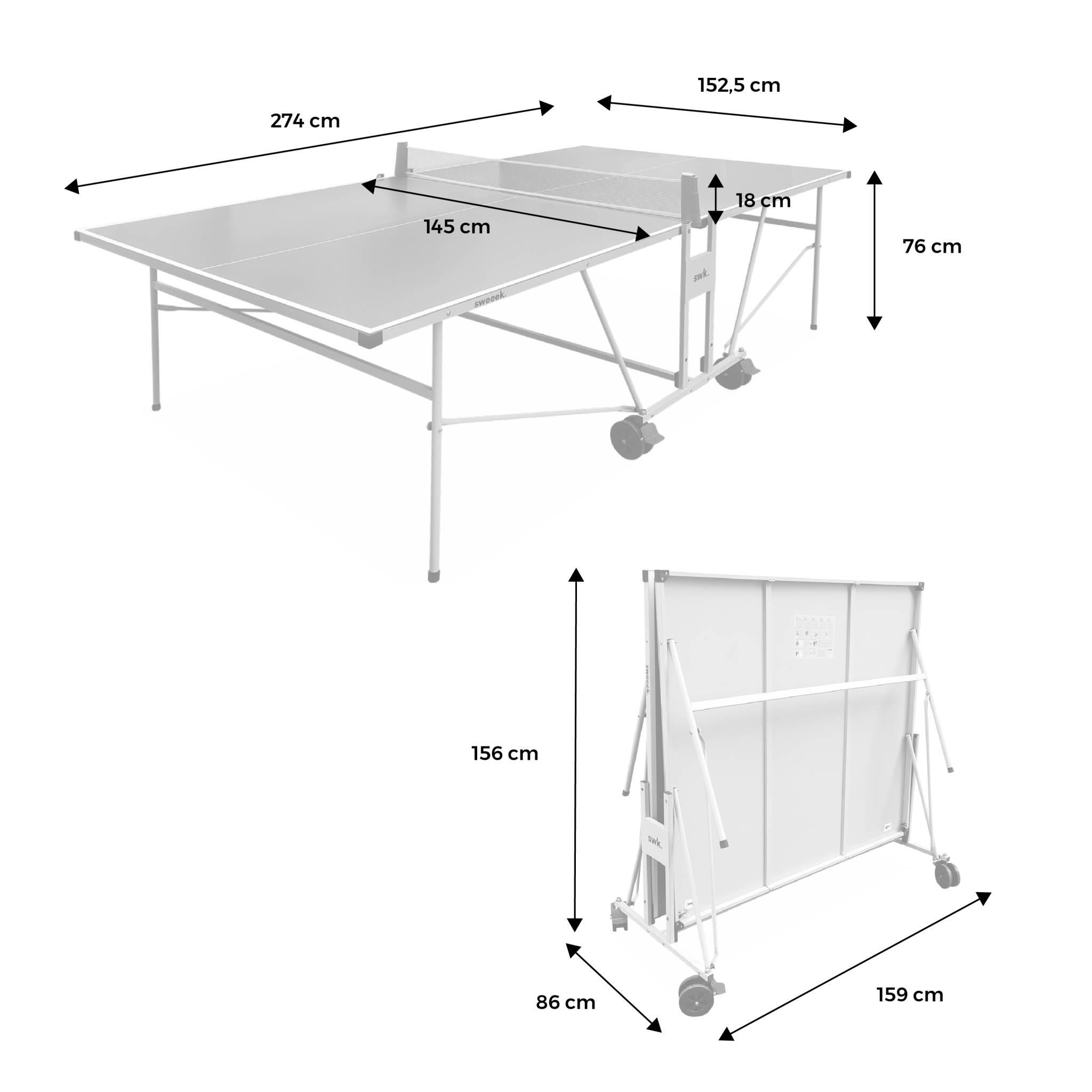 Tischtennisplatte OUTDOOR blau klappbarer Tisch mit 2 Schlägern und 3 Bällen 3/5