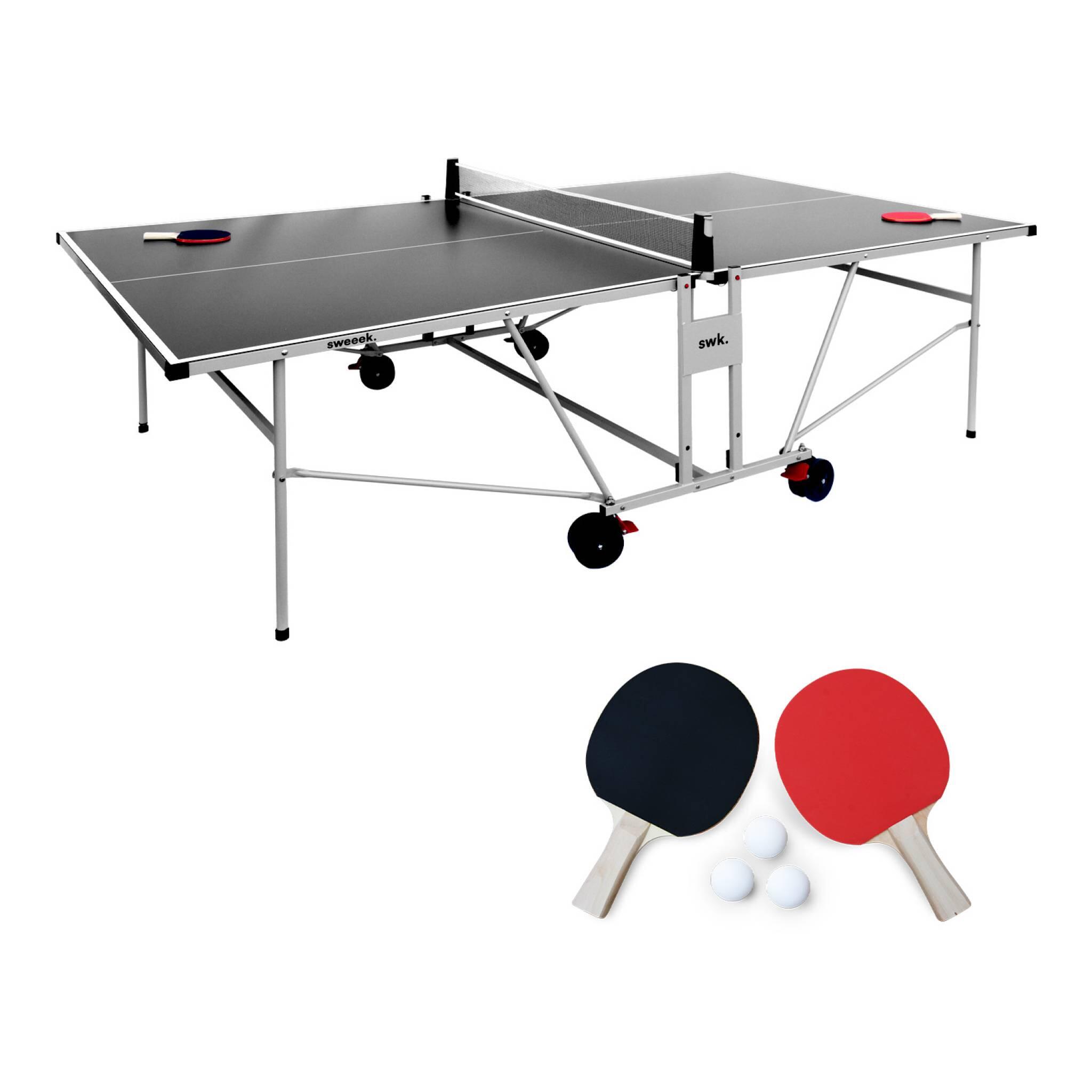 Sweeek - Table De Ping Pong Outdoor Gris Raquettes Et Balles | Sweeek - Table De Tennis De Table - Gris - Decathlon