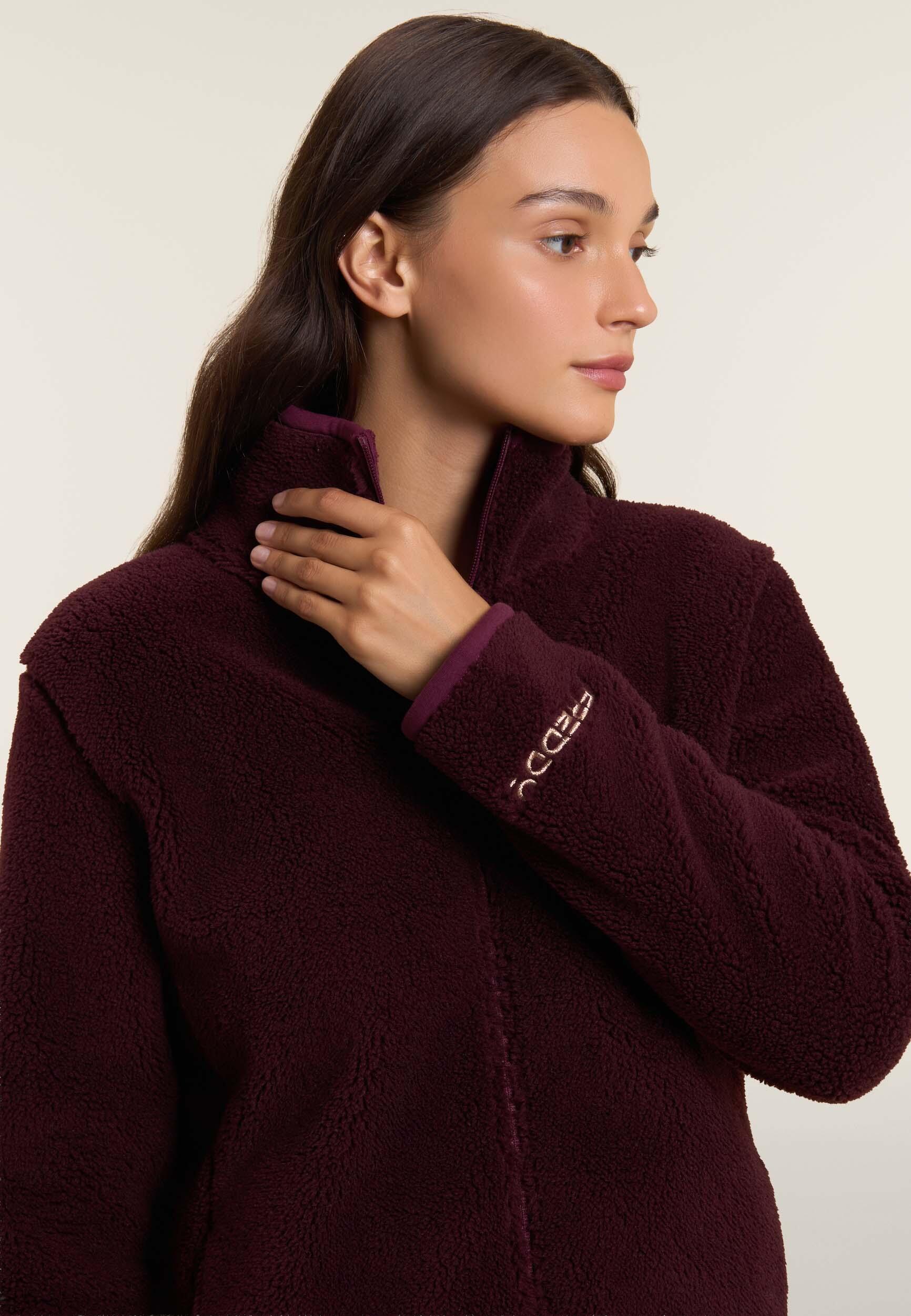 Giacca da donna in pile sherpa con collo alto e zip 4/4