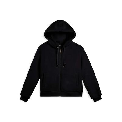 Giacca da donna in pile sherpa con cappuccio e zip