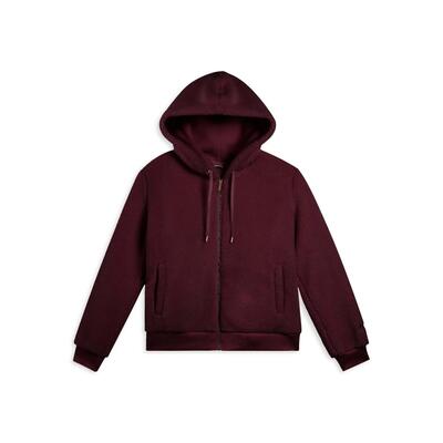 Giacca da donna in pile sherpa con cappuccio e zip