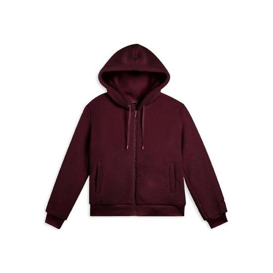 Veste pour femmes en tissu Sherpa avec capuche et fermeture à glissière