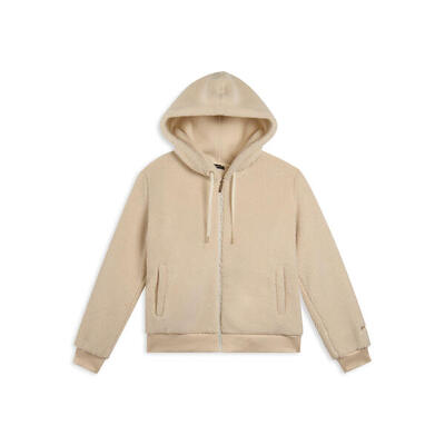 Giacca da donna in pile sherpa con cappuccio e zip