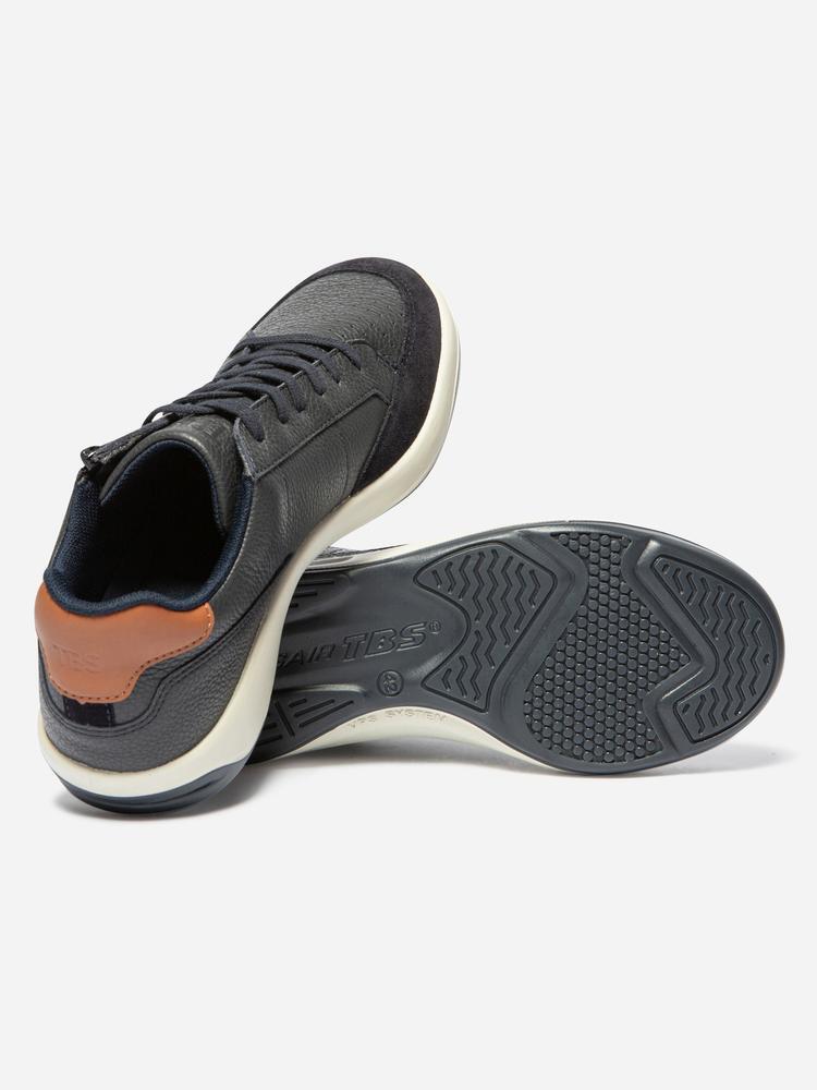 Baskets homme 1973 ALLZIPP Marine / Cognac - Made in France 4/5