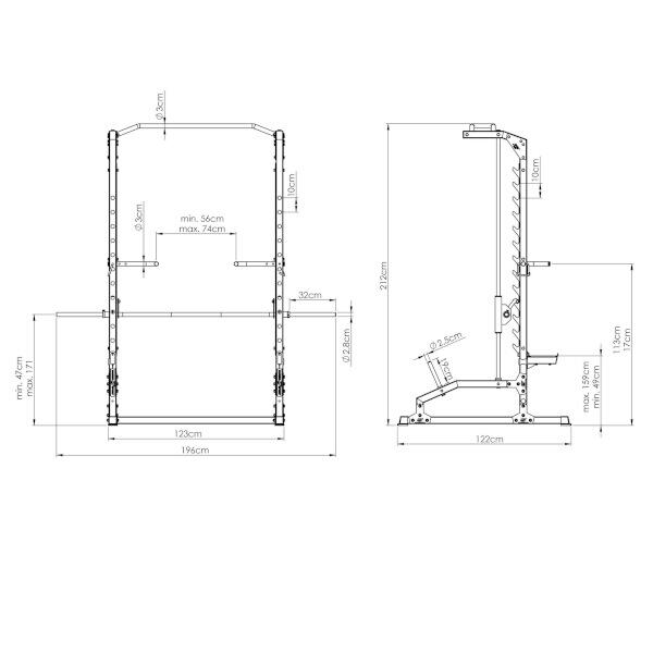 Smith-Maschine mit Klimmzugstange und Dip-Griffen MS-U105 2.0 7/7