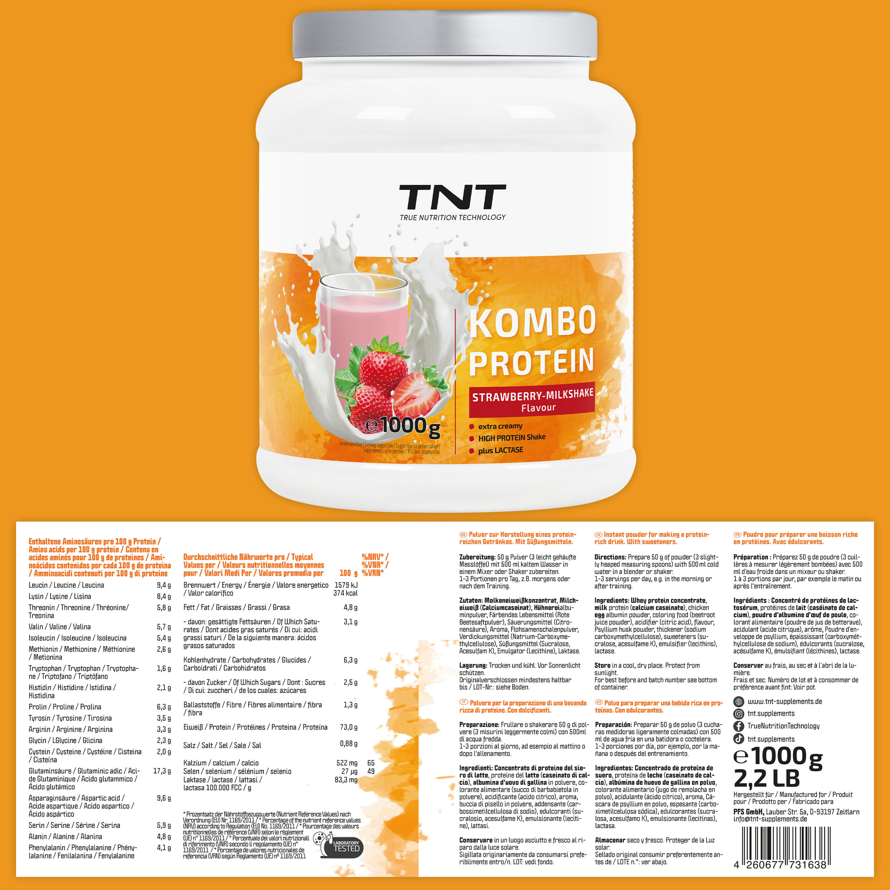 Kombo Protein - 3 Eiweißquellen + Laktase + Flohsamenschalen 5/7
