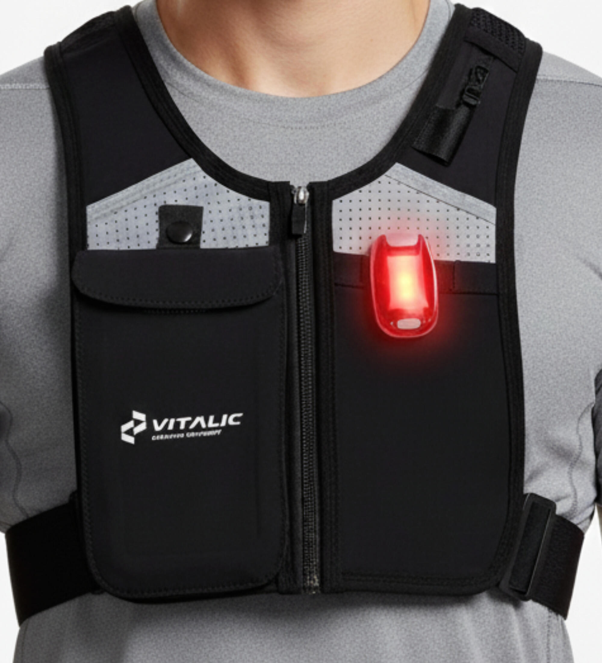 VITALIC Colete refletor para corrida com suporte para telemóvel