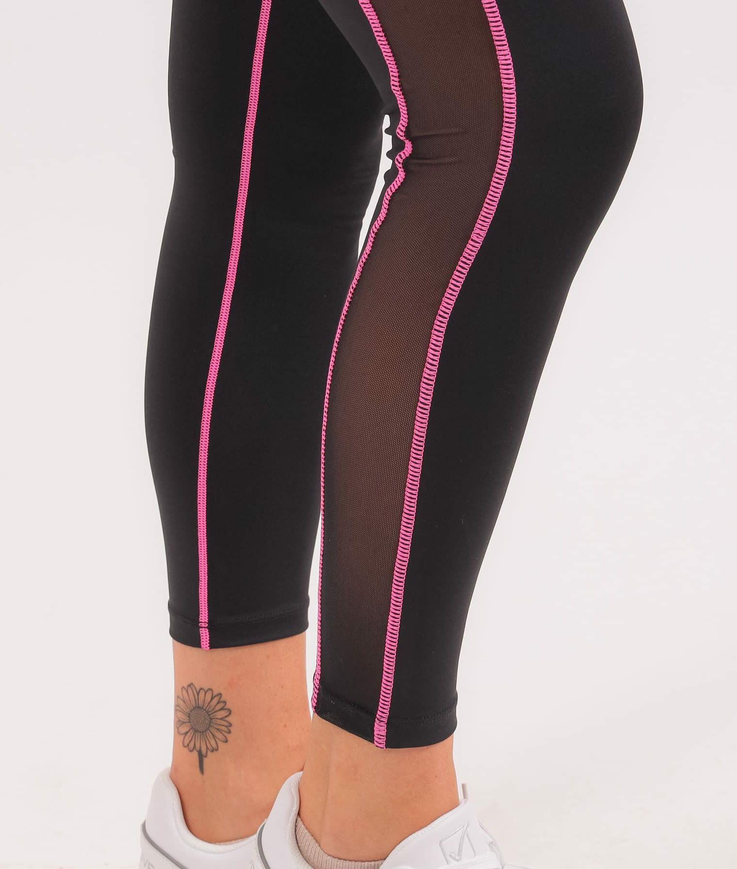 Leggings givova nero/fuxia 3/4