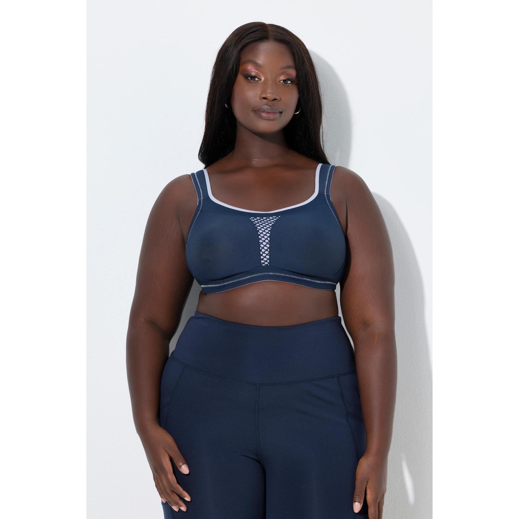 Ulla Popken - Femme Soutien-gorge De Sport Sans Armatures. Empiècement En Mesh. Bonnet C-e. - Brassière - Bleu - 105 B - Decathlon