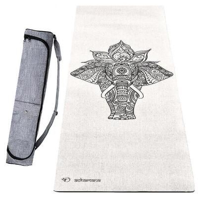 Yogamatte aus Naturkautschuk und Hemp, 4,5 mm + wasserdichte Tasche - Elefant