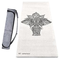 Tapis de yoga caoutchouc naturel et chanvre 4,5 mm + Sac étanche - Eléphant