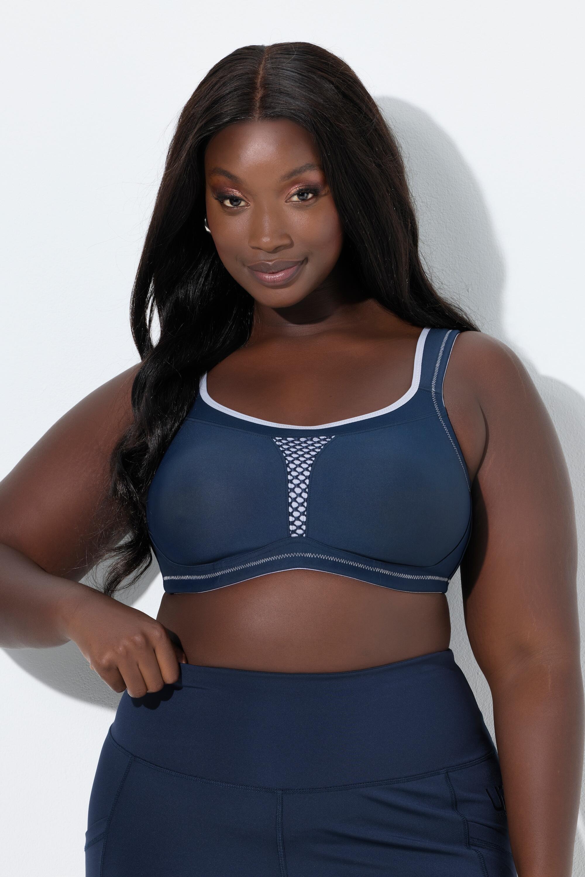 Femme Soutien-gorge de sport sans armatures. Empiècement en mesh. Bonnet C-E. 6/7