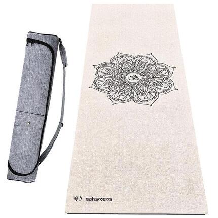 Yogamatte aus Naturkautschuk und Hemp, 4,5 mm + wasserdichte Tasche - Mandala