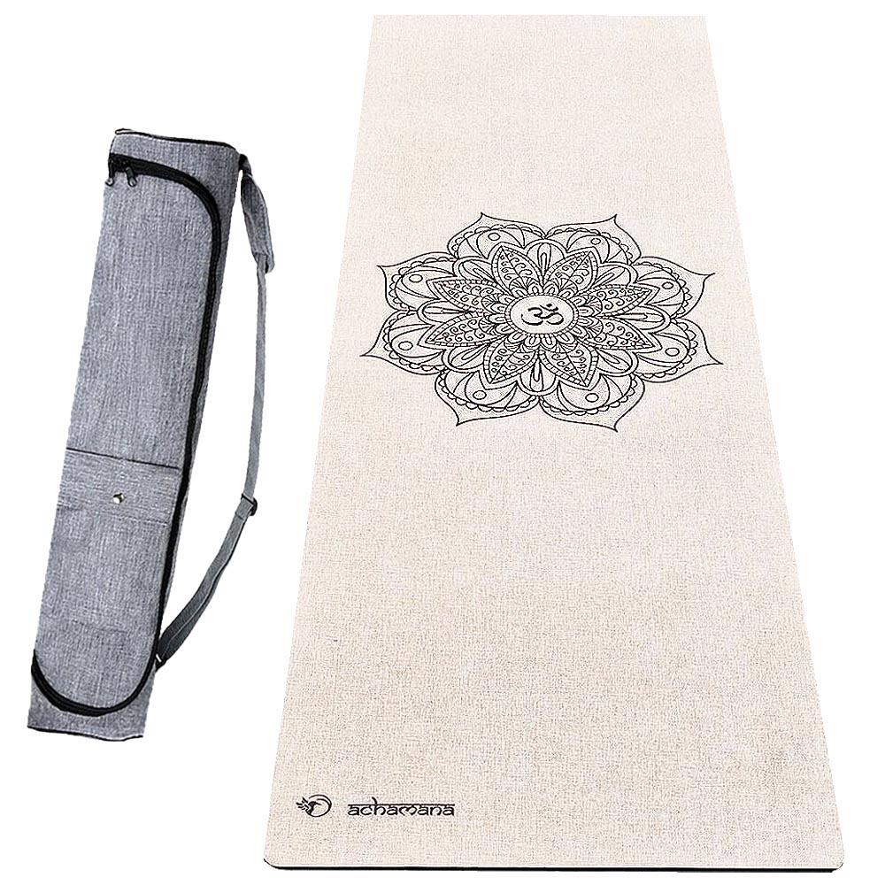 Achamana - Tapis De Yoga Caoutchouc Naturel Et Chanvre 4,5 Mm + Sac Étanche  - Mandala - Tapis De Yoga - Beige - 183 Cm - Decathlon
