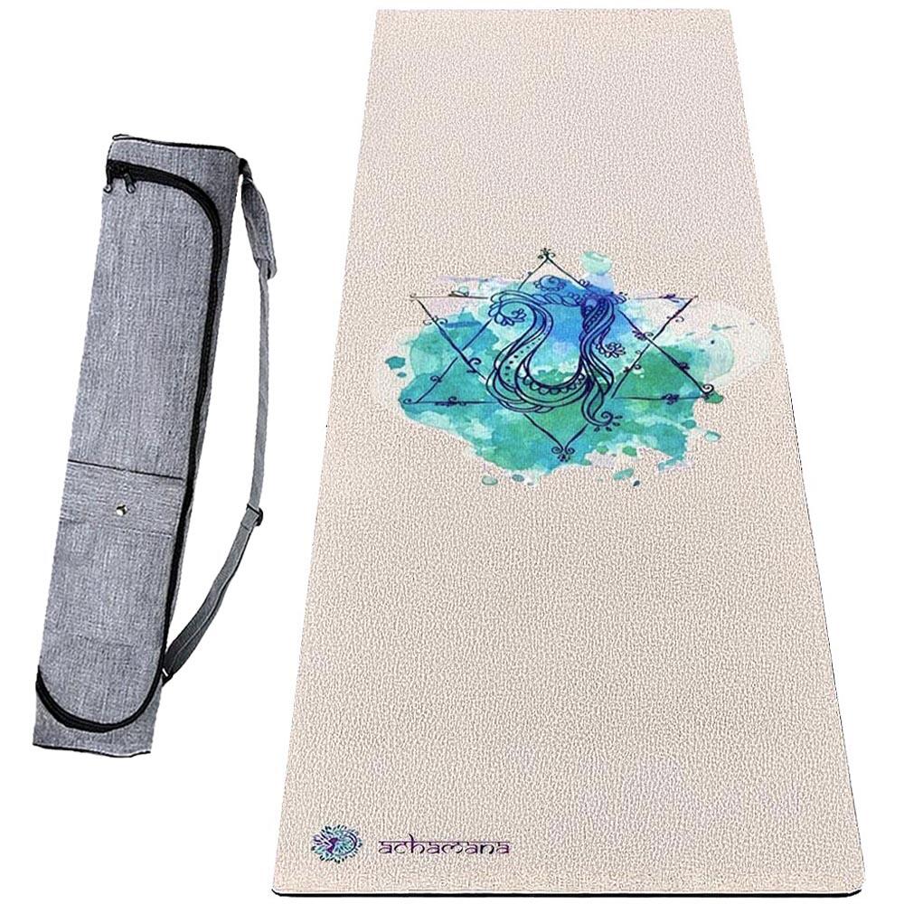 Achamana - Tapis De Yoga Caoutchouc Naturel Et Chanvre 4,5 Mm + Sac Étanche - Chakra Coeur - Tapis De Yoga - Beige - 183 Cm - Decathlon
