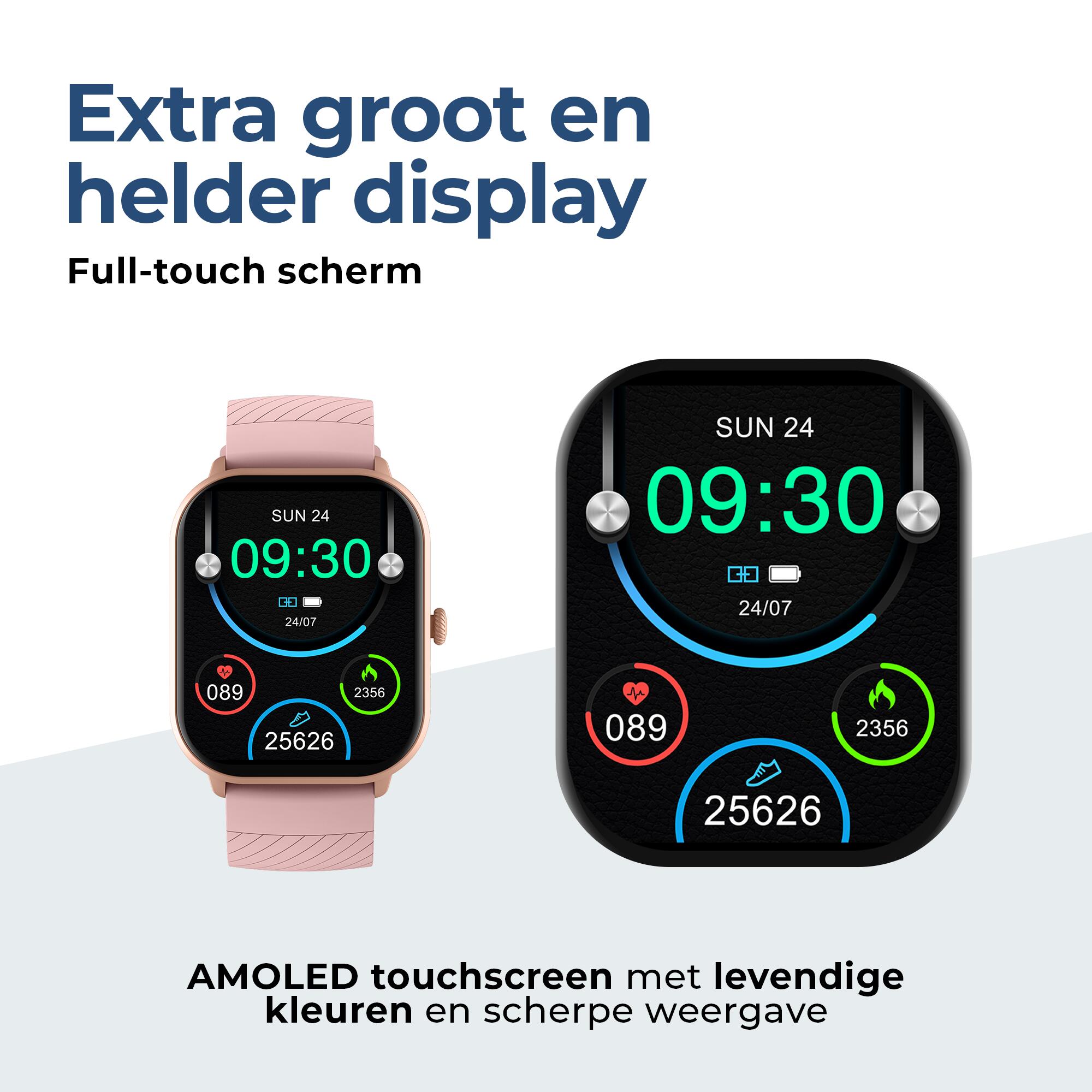 Smartwatch - Amoled scherm - Hartslagmeter - 100+ Sportmodi - SWC187RO 2/7